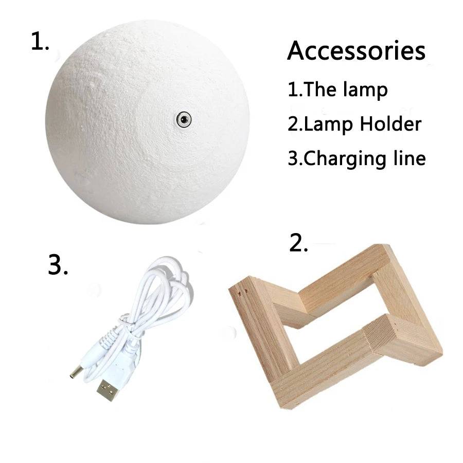 Lampe de lune rechargeable imprimée en 3D - Skanessence